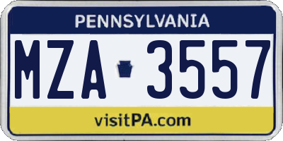 PA license plate MZA3557