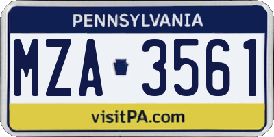 PA license plate MZA3561