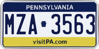 PA license plate MZA3563