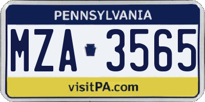 PA license plate MZA3565