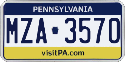 PA license plate MZA3570