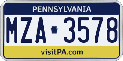 PA license plate MZA3578