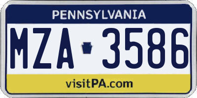 PA license plate MZA3586