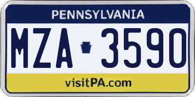 PA license plate MZA3590