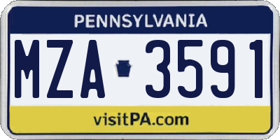 PA license plate MZA3591