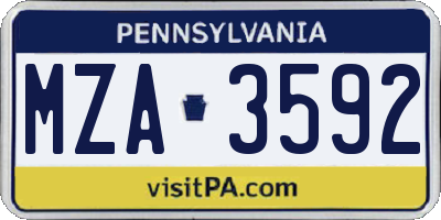 PA license plate MZA3592