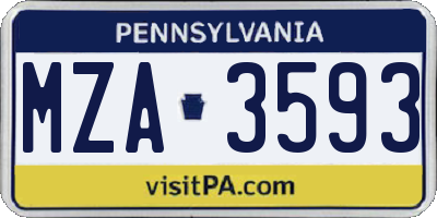 PA license plate MZA3593