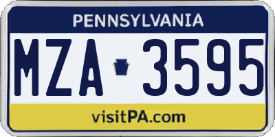 PA license plate MZA3595