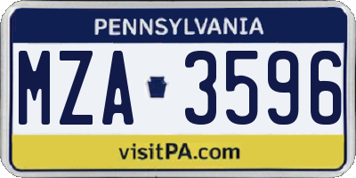 PA license plate MZA3596