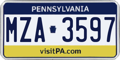PA license plate MZA3597