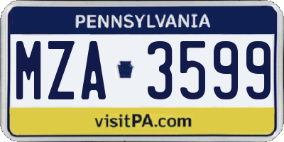 PA license plate MZA3599