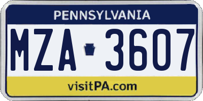 PA license plate MZA3607