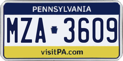 PA license plate MZA3609