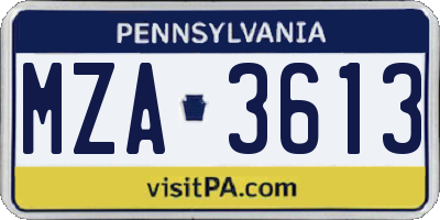 PA license plate MZA3613