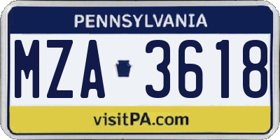 PA license plate MZA3618