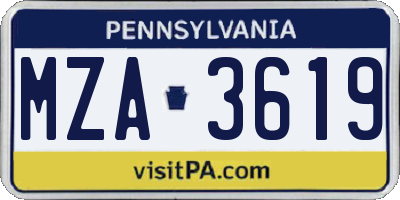 PA license plate MZA3619