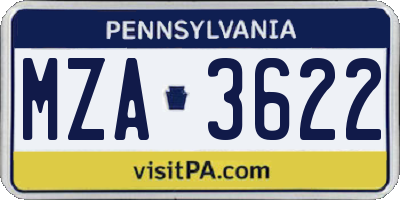 PA license plate MZA3622
