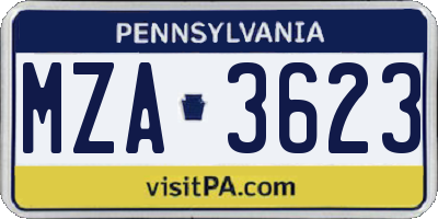 PA license plate MZA3623