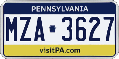 PA license plate MZA3627