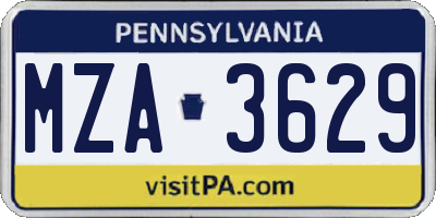 PA license plate MZA3629
