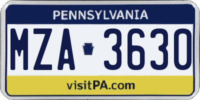 PA license plate MZA3630