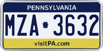 PA license plate MZA3632