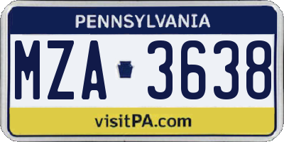 PA license plate MZA3638