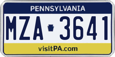 PA license plate MZA3641