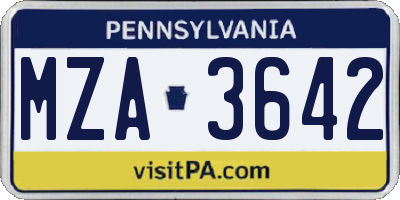 PA license plate MZA3642