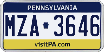 PA license plate MZA3646