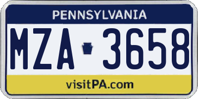 PA license plate MZA3658