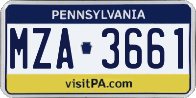 PA license plate MZA3661
