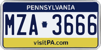 PA license plate MZA3666