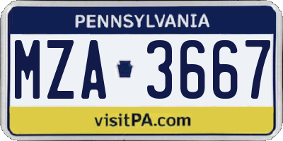PA license plate MZA3667