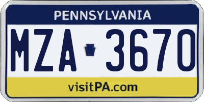 PA license plate MZA3670