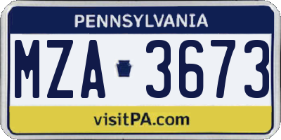 PA license plate MZA3673
