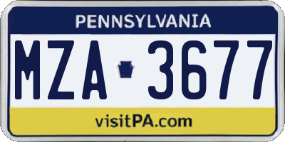 PA license plate MZA3677