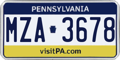 PA license plate MZA3678