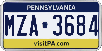 PA license plate MZA3684