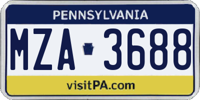 PA license plate MZA3688