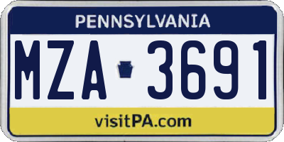 PA license plate MZA3691