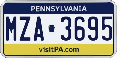 PA license plate MZA3695