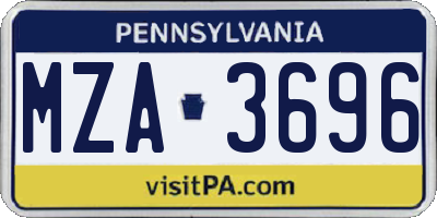 PA license plate MZA3696