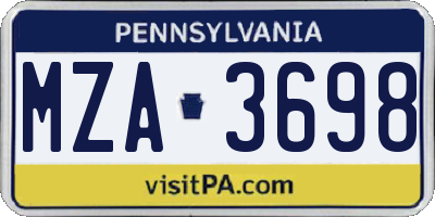 PA license plate MZA3698