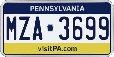 PA license plate MZA3699