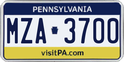 PA license plate MZA3700