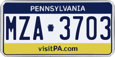 PA license plate MZA3703