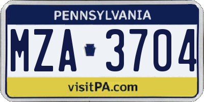 PA license plate MZA3704