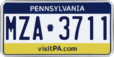 PA license plate MZA3711