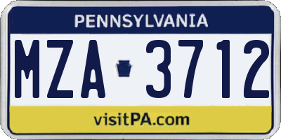PA license plate MZA3712